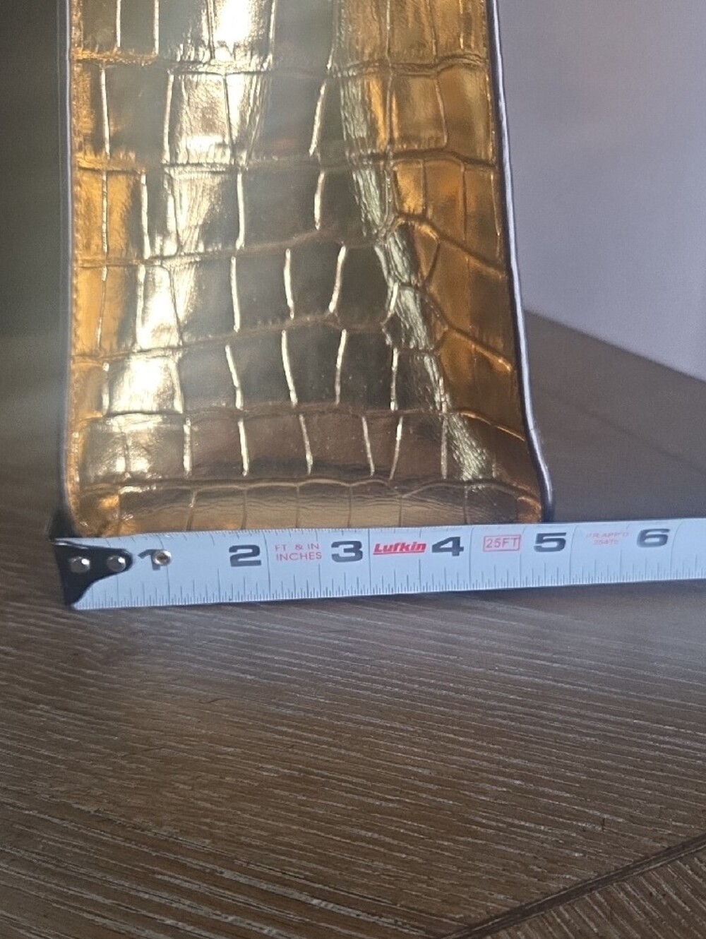 Metallic Gold Croc-Embossed Satchel Bag - Picture 10 of 10